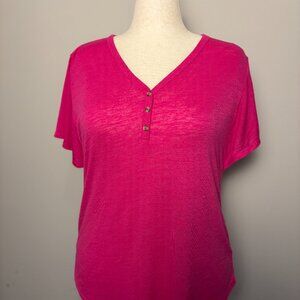 Old Navy Fushia Knit Top with Flutter Sleeves size L